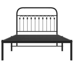 Berkfield Home Metal Bed Frame without Mattress with Headboard Black 107x203cm - Size: 107x203 cm - thumbnail 4