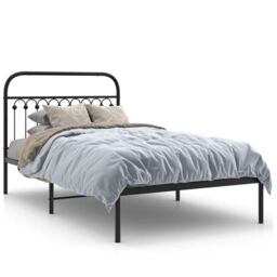 Berkfield Home Metal Bed Frame without Mattress with Headboard Black 107x203cm - Size: 107x203 cm - thumbnail 2