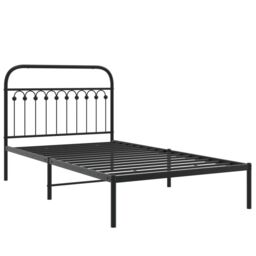 Berkfield Home Metal Bed Frame without Mattress with Headboard Black 107x203cm - Size: 107x203 cm - thumbnail 3