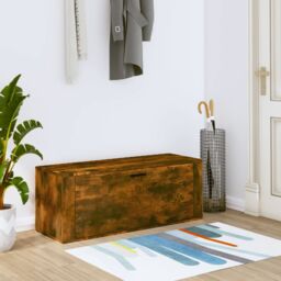 Berkfield Home Wall Shoe Cabinet Smoked Oak 100x35x38 cm Engineered Wood in Brown - Size: 100 x 35 x 38 cm - thumbnail 1