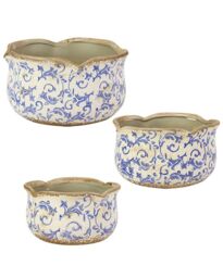 Dibor Set of 3 Vintage Blue Florence Indoor Planters Flower Planter Pots - Size: Large - thumbnail 2