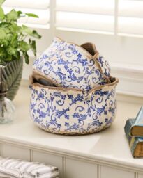Dibor Set of 3 Vintage Blue Florence Indoor Planters Flower Planter Pots - Size: Large - thumbnail 5