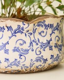 Dibor Set of 3 Vintage Blue Florence Indoor Planters Flower Planter Pots - Size: Large - thumbnail 4