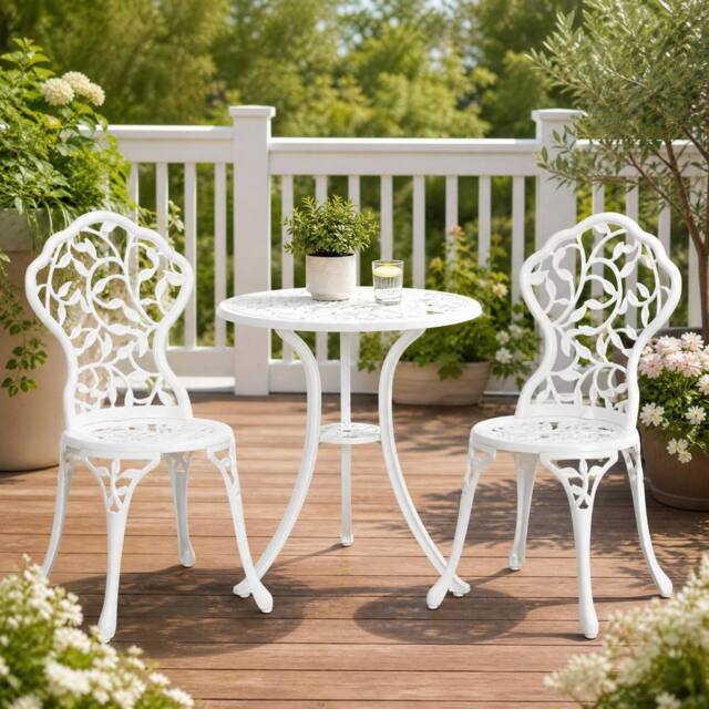 STILVORA Bistro Set with aluminium structure white - image 1