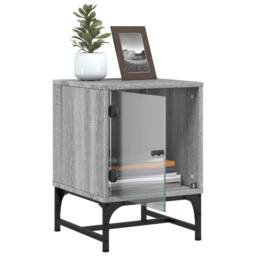Berkfield Home Bedside Cabinets with Glass Doors 2 pcs Grey Sonoma 35x37x50 cm - Size: 35 x 37 x 50 cm - thumbnail 6