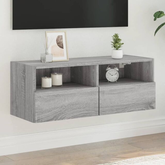 Berkfield Home TV Wall Cabinet Grey Sonoma 80x30x30 cm Engineered Wood - Size: 80 x 30 x 30 cm - image 1