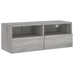 Berkfield Home TV Wall Cabinet Grey Sonoma 80x30x30 cm Engineered Wood - Size: 80 x 30 x 30 cm - thumbnail 2