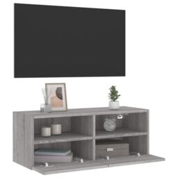 Berkfield Home TV Wall Cabinet Grey Sonoma 80x30x30 cm Engineered Wood - Size: 80 x 30 x 30 cm - thumbnail 6