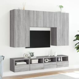 Berkfield Home TV Wall Cabinet Grey Sonoma 80x30x30 cm Engineered Wood - Size: 80 x 30 x 30 cm - thumbnail 4