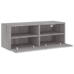 Berkfield Home TV Wall Cabinet Grey Sonoma 80x30x30 cm Engineered Wood - Size: 80 x 30 x 30 cm - thumbnail 7