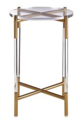Orsina Side Table With Acrylic Top-Sturdy Lounge Round Table-Gold Finish Settee Side Table-Metallic Small Table in Gold