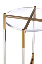 Orsina Side Table With Acrylic Top-Sturdy Lounge Round Table-Gold Finish Settee Side Table-Metallic Small Table in Gold - thumbnail 4