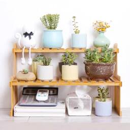 KORVIXA 2 Tier Plant Stand Wood Planter Shelf in Natural - thumbnail 4