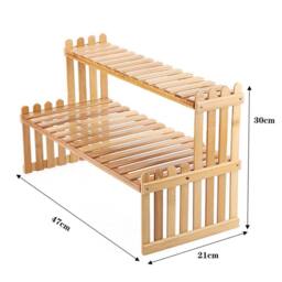 KORVIXA 2 Tier Plant Stand Wood Planter Shelf in Natural - thumbnail 2