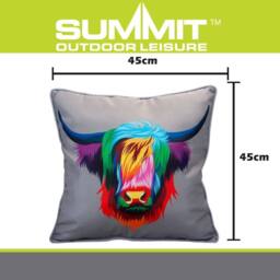 VFM e-Store Scatter Cushion Highland Cow Print Design Piping Edge Soft Multi - thumbnail 2