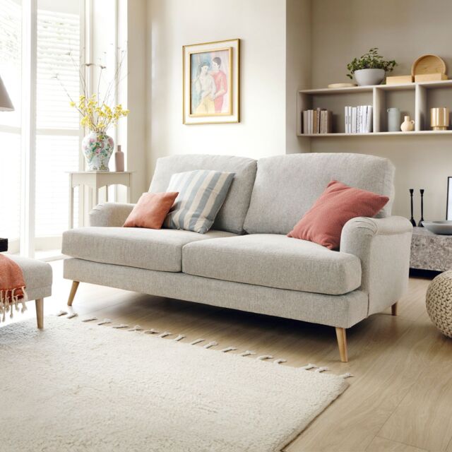 Abakus Direct Harper 3-Seater Sofa - Durable & Easy Clean Upholstery in Cream - image 1