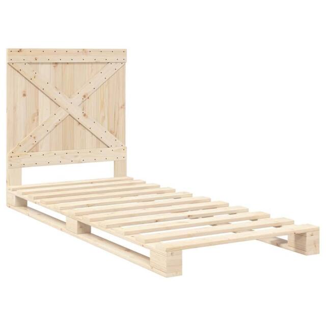 Berkfield Home Beautiful Bed Frame without Mattress with Headboard 90x200 cm Sol in Light Tan - image 1