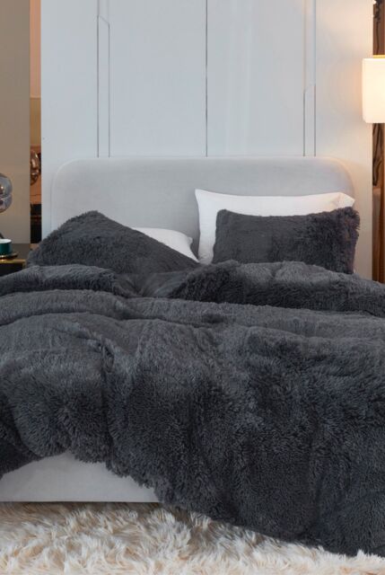 Ezysleep Black Faux Fur Duvet Cover Set - Size: Single - image 1