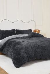 Ezysleep Black Faux Fur Duvet Cover Set - Size: Single - thumbnail 2
