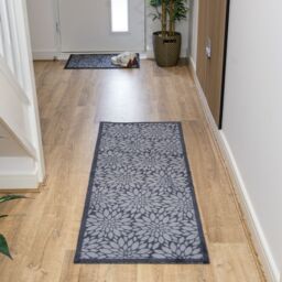 JVL Mega Doormat & Runner - Flowers in Blue - Size: 150 cm x 100 cm - thumbnail 6