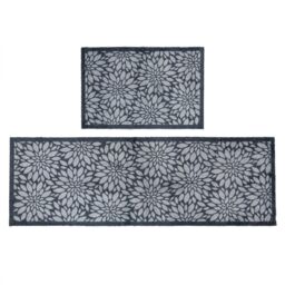 JVL Mega Doormat & Runner - Flowers in Blue - Size: 150 cm x 100 cm