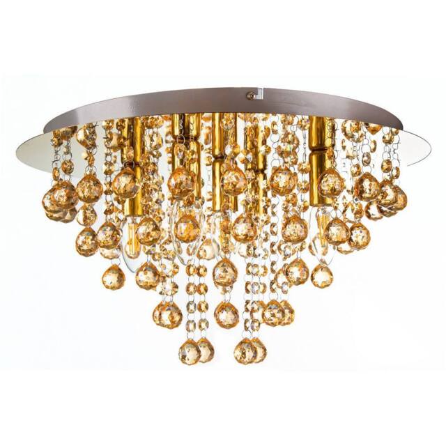 Netlighting London 46cm Ceiling Light Gold Colors Acrylic Crystal Gold 5x E14 - image 1
