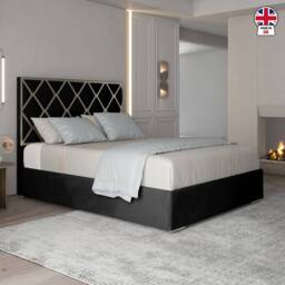 Casani Sudborough Upholstered Soft Velvet Black Metal Designer Bed Frame - Size: Single - thumbnail 5