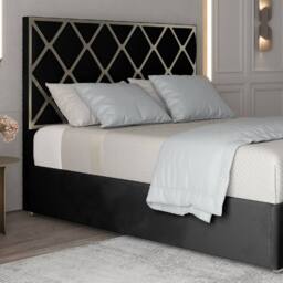 Casani Sudborough Upholstered Soft Velvet Black Metal Designer Bed Frame - Size: Single - thumbnail 6