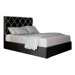 Casani Sudborough Upholstered Soft Velvet Black Metal Designer Bed Frame - Size: Single - thumbnail 3