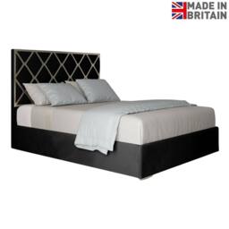 Casani Sudborough Upholstered Soft Velvet Black Metal Designer Bed Frame - Size: Single - thumbnail 4