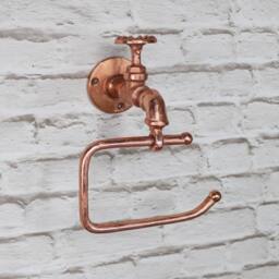 Melody Maison Copper Metal Tap Toilet Roll Holder 19cm X 21cm - Size: 19 cm X 21 cm - thumbnail 5