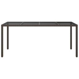 Berkfield Home Garden Table Brown 190x90x75 cm Tempered Glass & Poly Rattan - Size: 190 x 90 x 75 cm - thumbnail 3