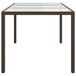 Berkfield Home Garden Table Brown 190x90x75 cm Tempered Glass & Poly Rattan - Size: 190 x 90 x 75 cm - thumbnail 4