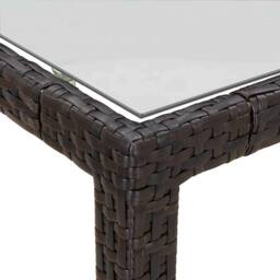 Berkfield Home Garden Table Brown 190x90x75 cm Tempered Glass & Poly Rattan - Size: 190 x 90 x 75 cm - thumbnail 6