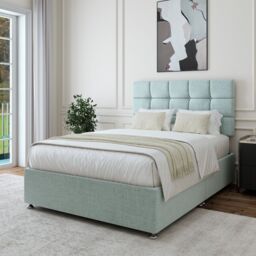 Bedmaster Linen Divan Base & Square Headboard in Light Brown - Size: Super King - thumbnail 2