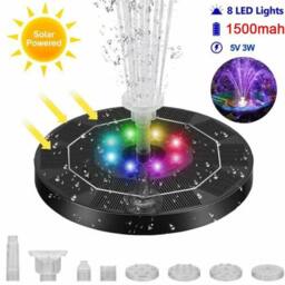 FLAVORA 8 LED Solar Panel Powered Fountain Water Feature Pump in Black - Size: 100 cm x 100 cm - thumbnail 6