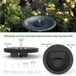 FLAVORA 8 LED Solar Panel Powered Fountain Water Feature Pump in Black - Size: 100 cm x 100 cm - thumbnail 5