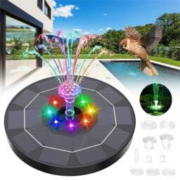 FLAVORA 8 LED Solar Panel Powered Fountain Water Feature Pump in Black - Size: 100 cm x 100 cm - thumbnail 2