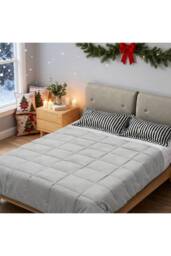 Living and Home Down Alternative Quilted Duvet Insert with Corner Tabs in Light Grey - Size: King - thumbnail 2