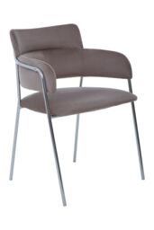Orsina Tamzin Velvet Dining Chair With Chrome Finish in Brown - thumbnail 1