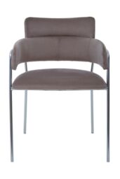 Orsina Tamzin Velvet Dining Chair With Chrome Finish in Brown - thumbnail 2