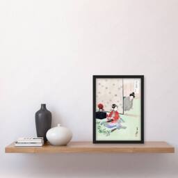 Artery8 Gekko Framed Wall Art Wrapping A Gift Beauties & Flowers Series in Green - Size: A4 - thumbnail 2
