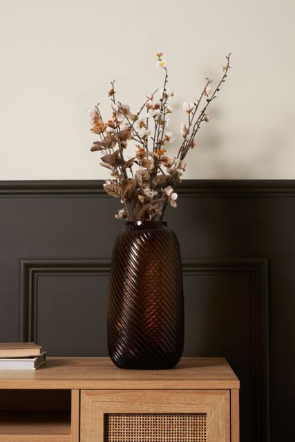 BHS Cognac Tall Spiral Glass Vase in Amber - image 1