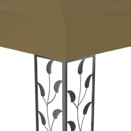 Berkfield Home Gazebo with Double Roof&LED String Lights 3x4 m Taupe in Beige - thumbnail 6
