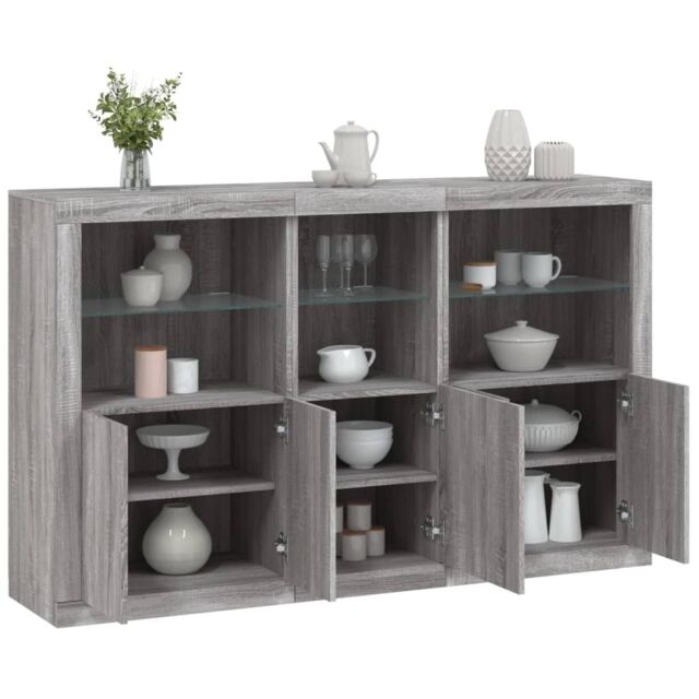 Berkfield Home Sideboard with LED Lights Grey Sonoma 162x37x100 cm - Size: 162 x 37 x 100 cm - image 1