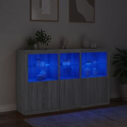 Berkfield Home Sideboard with LED Lights Grey Sonoma 162x37x100 cm - Size: 162 x 37 x 100 cm - thumbnail 5