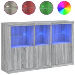 Berkfield Home Sideboard with LED Lights Grey Sonoma 162x37x100 cm - Size: 162 x 37 x 100 cm - thumbnail 2