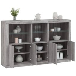Berkfield Home Sideboard with LED Lights Grey Sonoma 162x37x100 cm - Size: 162 x 37 x 100 cm - thumbnail 1