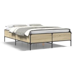 Berkfield Home Bed Frame without Mattress Sonoma Oak 140x190 cm in Brown - thumbnail 2