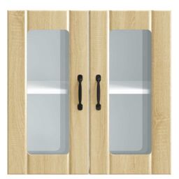 Berkfield Home Kitchen Wall Cabinet with Glass Door Lucca Sonoma Oak Engineered Wood in Brown - thumbnail 6